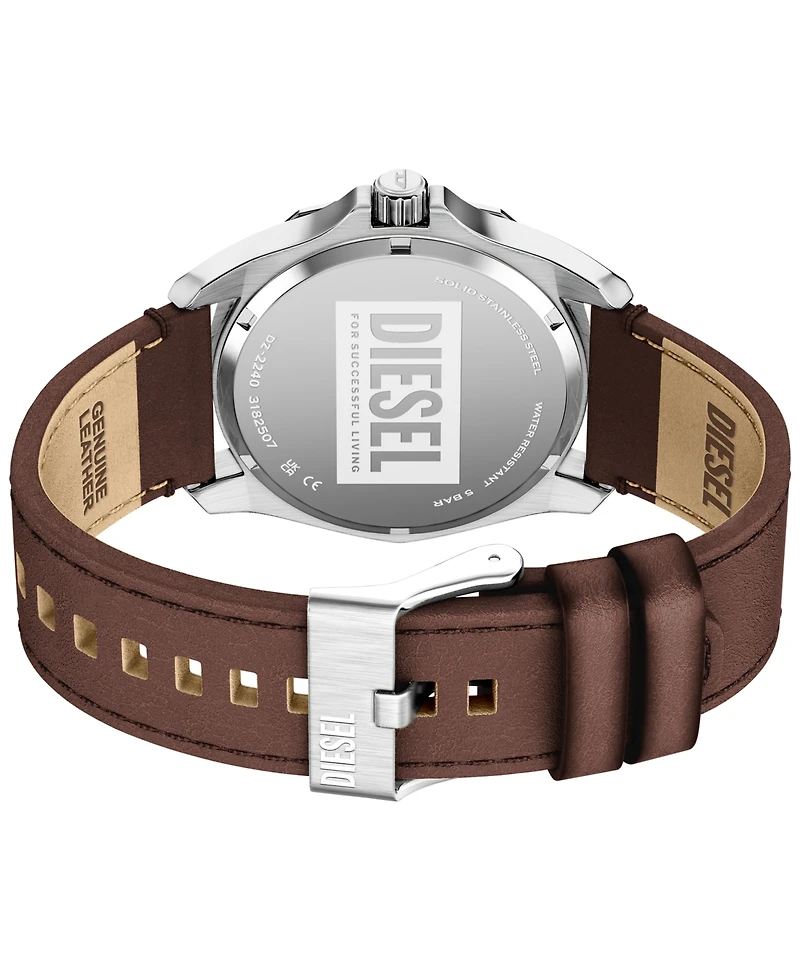 Diesel Men's Stinger Quartz Brown Leather Watch 44mm