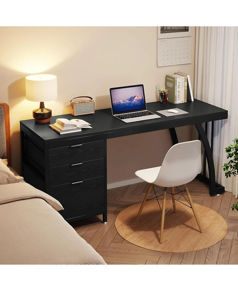 Tribesigns Computer Desk with 3 Drawers, Pc Desk with Reversible Drawers,Study Writing Table Workstation,File Storage for Home Office