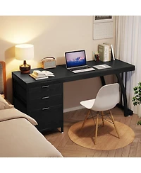 Tribesigns Computer Desk with 3 Drawers, Pc Desk with Reversible Drawers,Study Writing Table Workstation,File Storage for Home Office