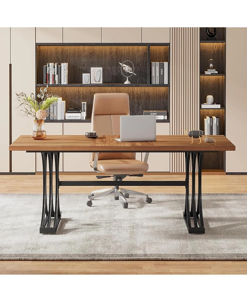 Tribesigns 63" Large Office Desk,Modern Executive Desks with Stylish Legs,Wood Computer Desk,Business Work Desk for Home Office