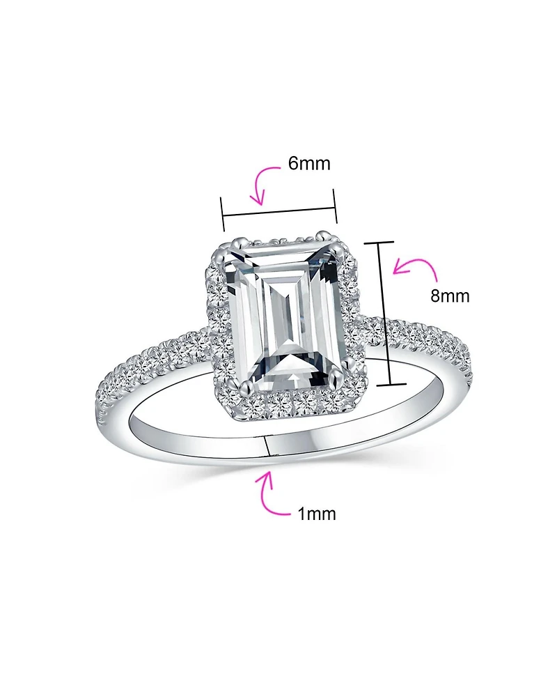 Bling Jewelry Art Deco Style Halo Cz Emerald Cut Promise Ring