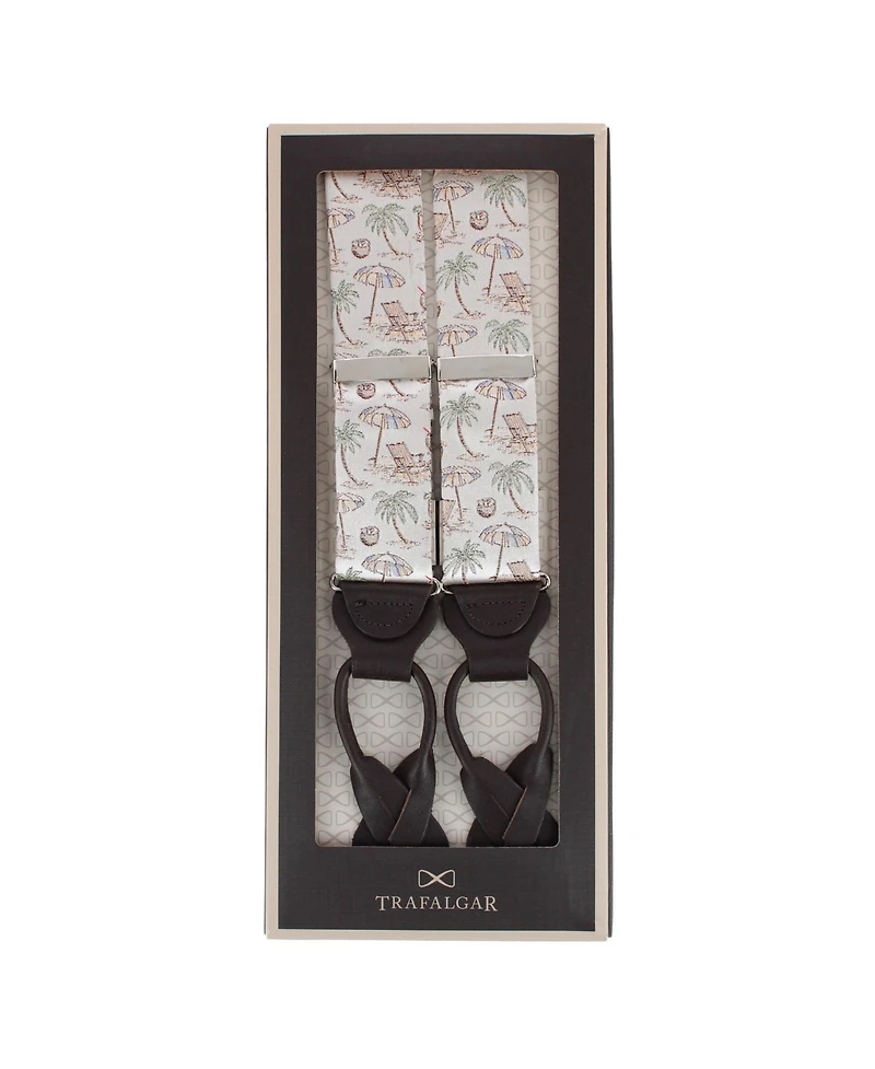 Trafalgar Men's Beach Get A Way Silk Novelty Button End Suspenders