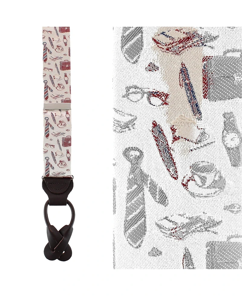 Trafalgar Men's Day At The Office Novelty Silk Button End Suspenders