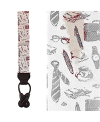 Trafalgar Men's Day At The Office Novelty Silk Button End Suspenders