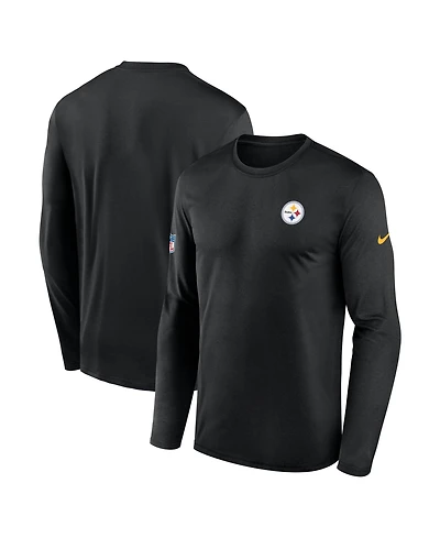 Nike Men's Black Pittsburgh Steelers Sideline Small Logo Legend Dri-fit Long Sleeve T-Shirt
