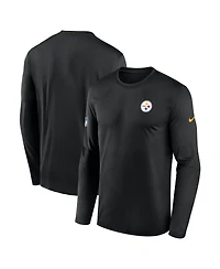 Nike Men's Black Pittsburgh Steelers Sideline Small Logo Legend Dri-fit Long Sleeve T-Shirt