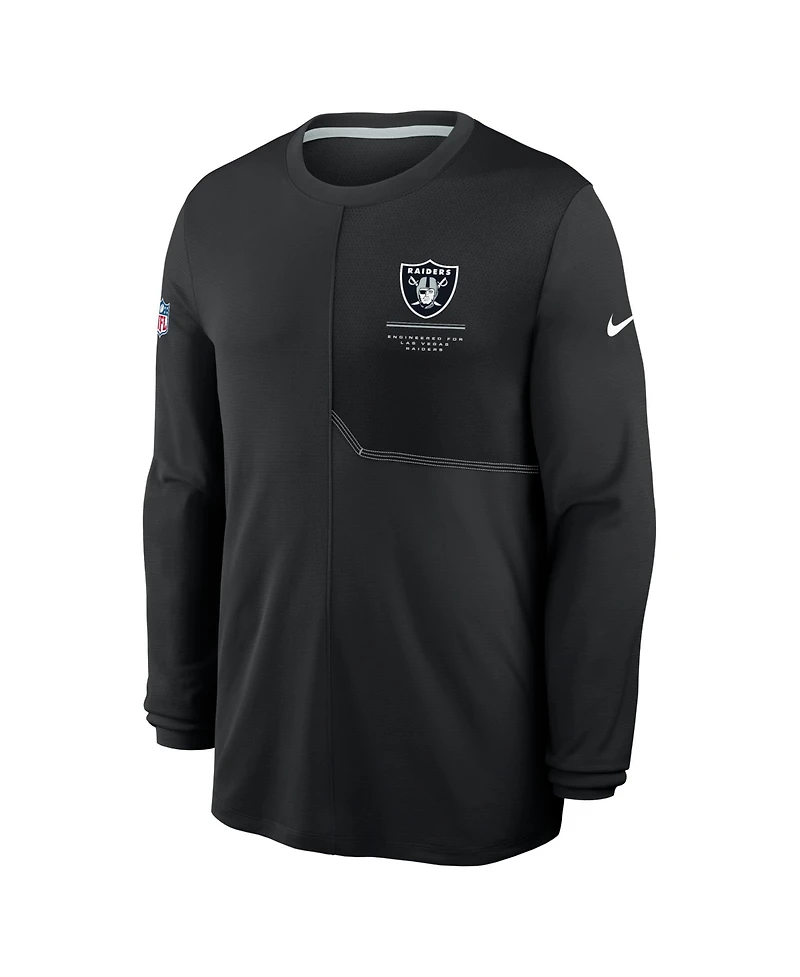 Nike Men's Black Las Vegas Raiders Sideline Coaches Uv Dri-fit Long Sleeve T-Shirt