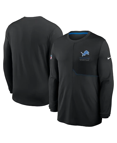 Nike Men's Black Detroit Lions Sideline Coaches Uv Dri-fit Long Sleeve T-Shirt