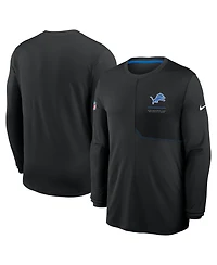 Nike Men's Black Detroit Lions Sideline Coaches Uv Dri-fit Long Sleeve T-Shirt