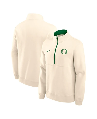 Nike Men's Cream Oregon Ducks Primetime Club Fleece Half-Zip Pullover Sweatshirt