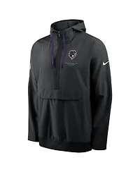 Nike Men's Black Baltimore Ravens Sideline Anorak Half-Zip Hooded Jacket