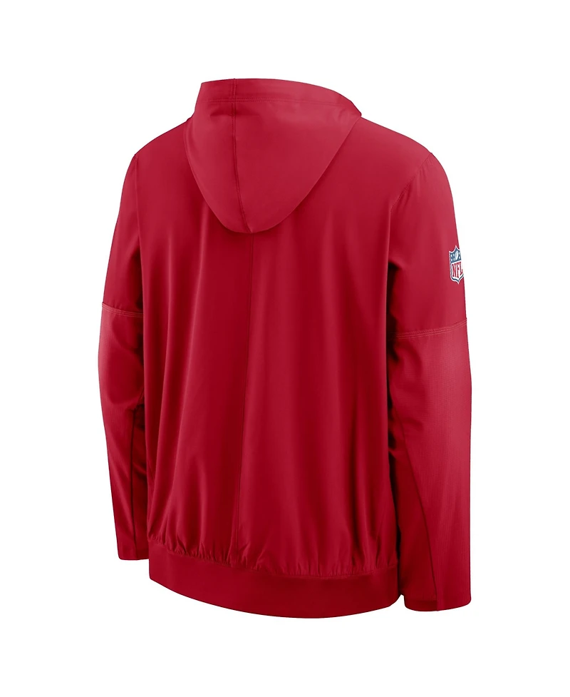 Nike Men's Scarlet San Francisco 49ers Sideline Anorak Half-Zip Hooded Jacket