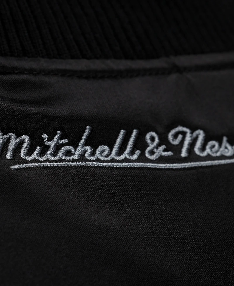 Mitchell & Ness Men's Black Boston Celtics Chrome Satin Bomber Full-Zip Jacket