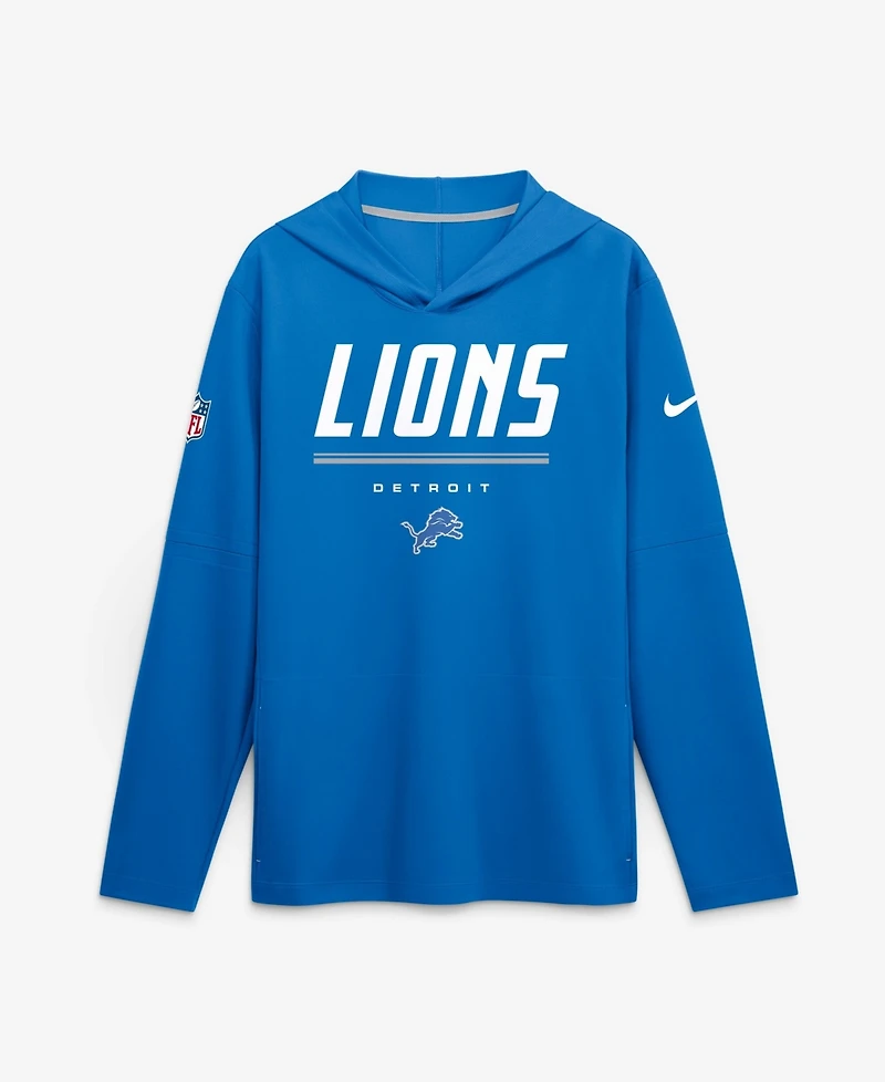 Nike Men's Blue Detroit Lions Sideline Lightweight Long Sleeve Dri-fit Hoodie