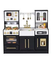 Slickblue Kids Wooden Play Kitchen with Lights and Sound Effects