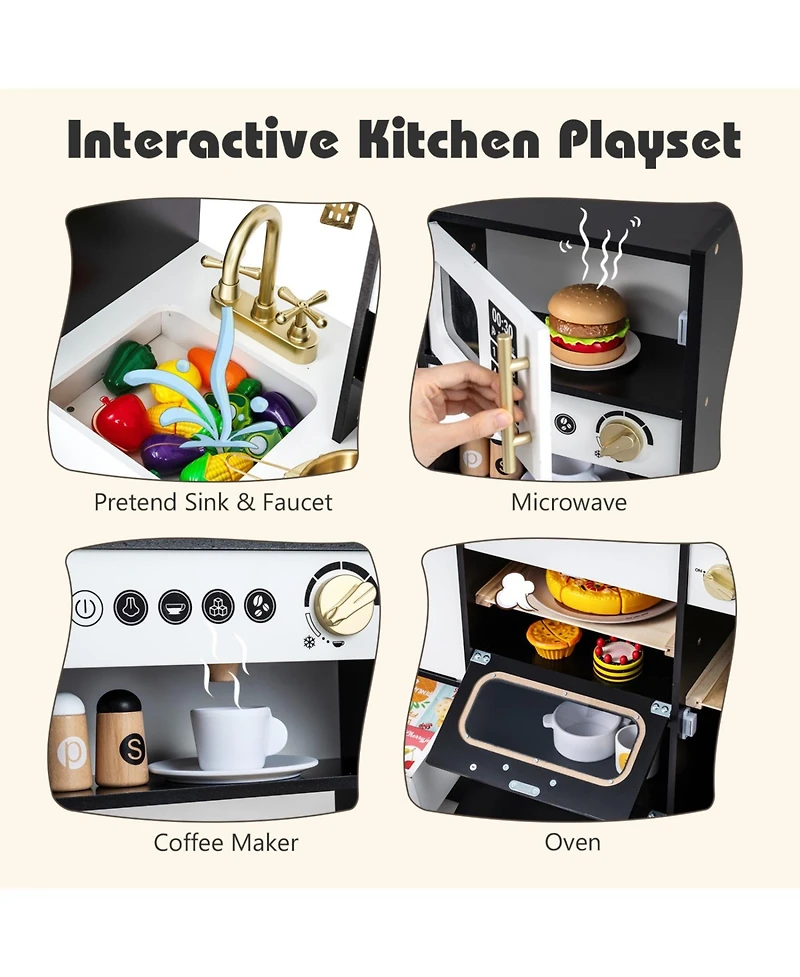 Slickblue Pretend Play Kitchen for Kids with Lights and Sound Effects