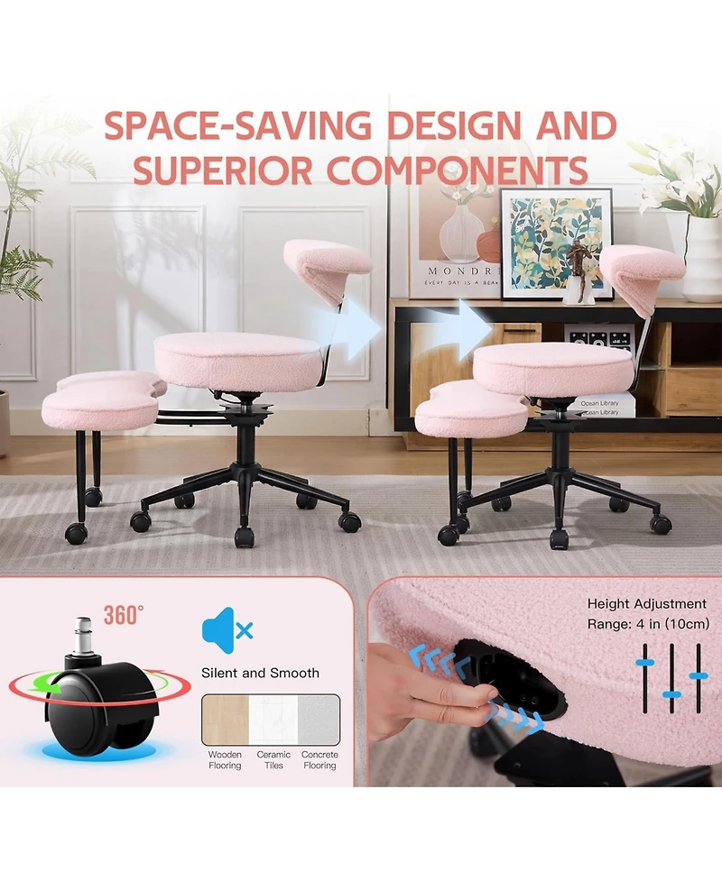 gaomon Ergonomic Cross-Legged Office Chair, Adjustable Height and Lumbar Support, 360 Degree Swivel, Wide Meditation and Kneeling Seat