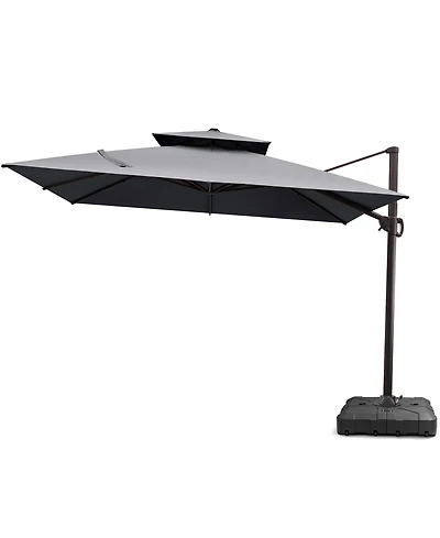 Pellebant Outdoor Patio Double Top 10x10Feet Square Aluminum Cantilever Umbrella with Wheel Base