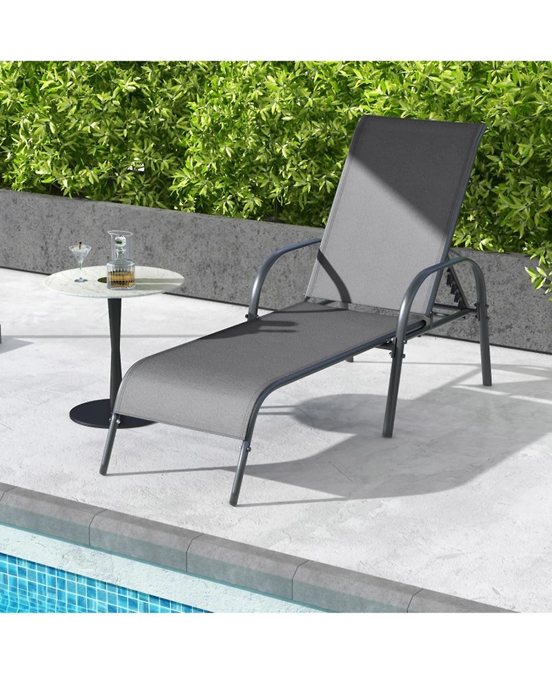 Gouun Adjustable Folding Patio Chaise Lounge Chair with 5 Positions