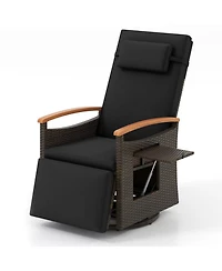 Gouun Rattan 360-Degree Swivel Outdoor Recliner Chair with Footrest