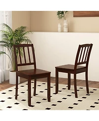 Gouun Wood Dining Chair Set of 2 with Curved Backrest and Rubberwood Legs