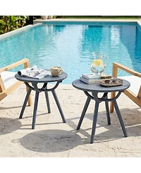 Gouun Round Patio Storage Side Table with Open Shelf, Set of 2