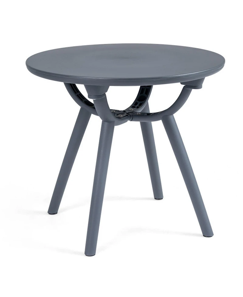 Gouun Round Patio Storage Side Table with Open Shelf