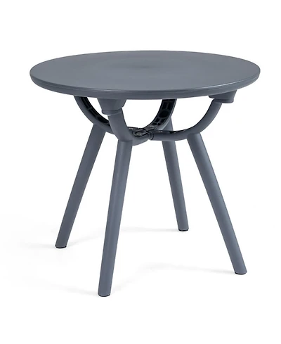Gouun Round Patio Storage Side Table with Open Shelf