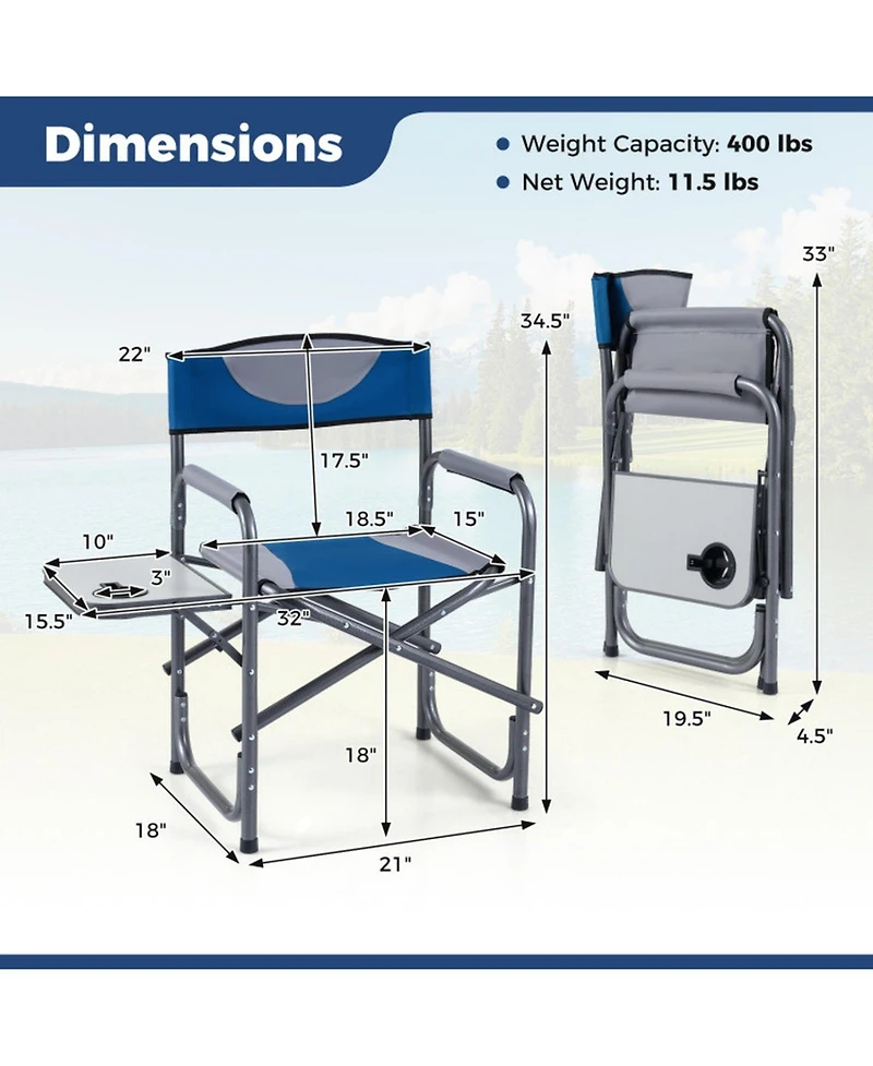 Gouun Folding Camping Chair with Side Table and Cup Holder