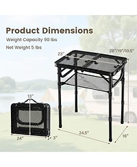 Gouun 3-Height Folding Camping Table with Storage Net