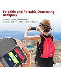 Gouun Foldable Drawstring Sports Backpack with Zippered Pockets