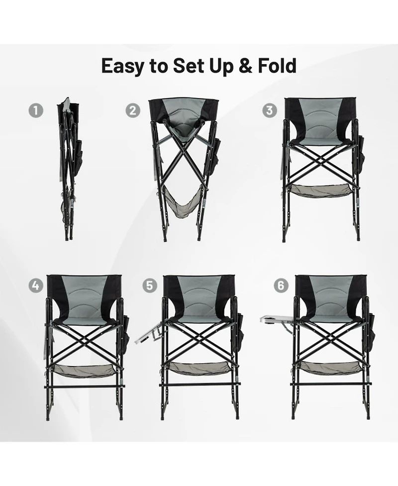 Gouun 46-Inch Tall Director's Chair with Side Table and Footrest