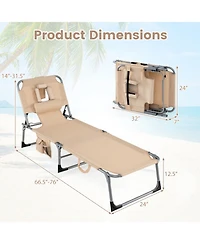 Gouun Set of 2 Folding Chaise Lounge Tanning Chairs with 4-Position Backrest