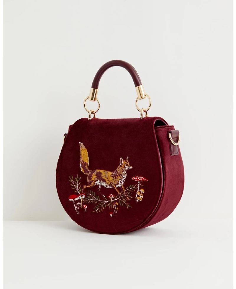 Fable England Fox And Mushroom Embroidered Saddle Bag