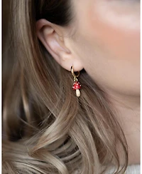 Fable England Enamel Mushroom Huggie Earrings