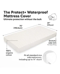 KeaBabies Protect Waterproof Mattress Protector Twin Size, Mavy Quilted Cotton Toddler Twin Mattress Protector Cover, 75x39