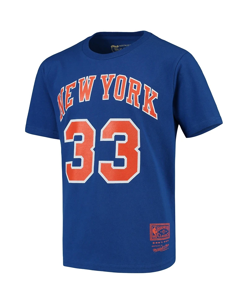 Mitchell & Ness Big Boys and Girls Mitchell Ness Patrick Ewing Blue New York Knicks Hardwood Classics Name Number T-Shirt