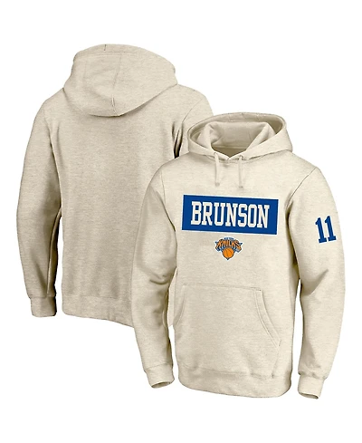 Profile Men's Jalen Brunson Cream New York Knicks Big Tall Name Number Hoodie