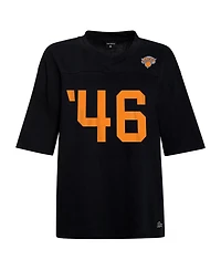 Hype And Vice Women's Black New York Knicks Oversized Football T-Shirt
