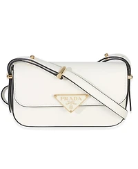 Pre-Owned Prada White Smooth Calfskin Triangle Logo Flap Bag