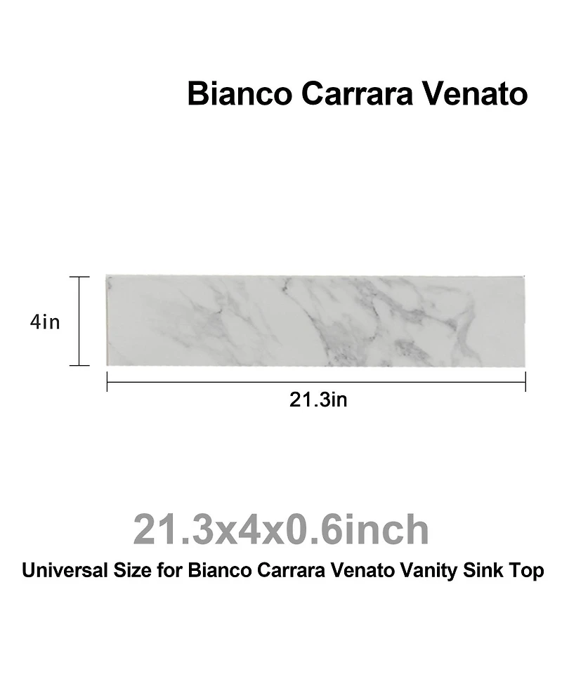 Sillysis 31/37/43 Inch Sintered Stone Bathroom Vanity Top with Rectangular Undermount Sink, 4 Inch Backsplash