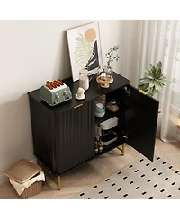 Clihome 32 Inch Storage Cabinet,2 Door Mdf Organizer with Adjustable Feet,Durable Design for Home,Office