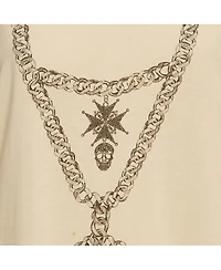 Pre-Owned Alexander Mcqueen Women's Chain Printed Cotton Knit Crossover Back Tank Top