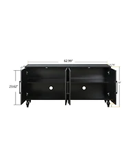 Clihome 63'' Large Storage Cabinet with Metal Handle, Carved Flower Doors, Wooden Mordern Sideboard Console Adjustable Shelves