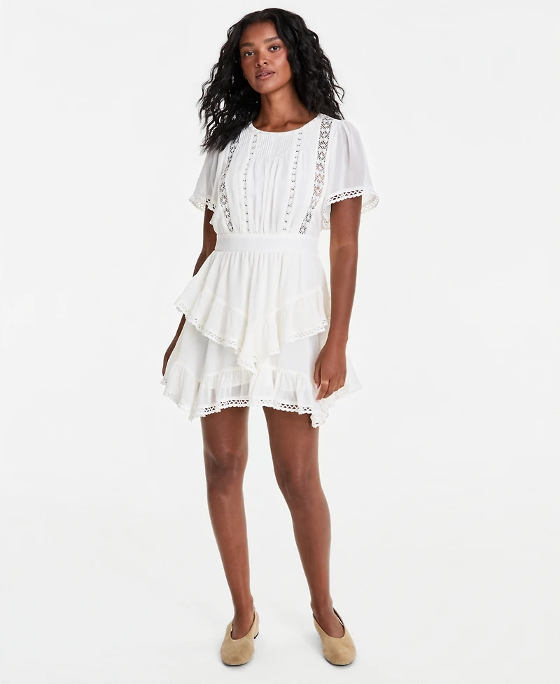 And Now This Women's Ruffle-Tiered Short-Sleeve Mini Dress, Macy's Exclusive