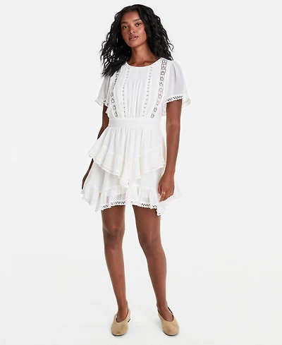 And Now This Women's Ruffle-Tiered Short-Sleeve Mini Dress, Macy's Exclusive