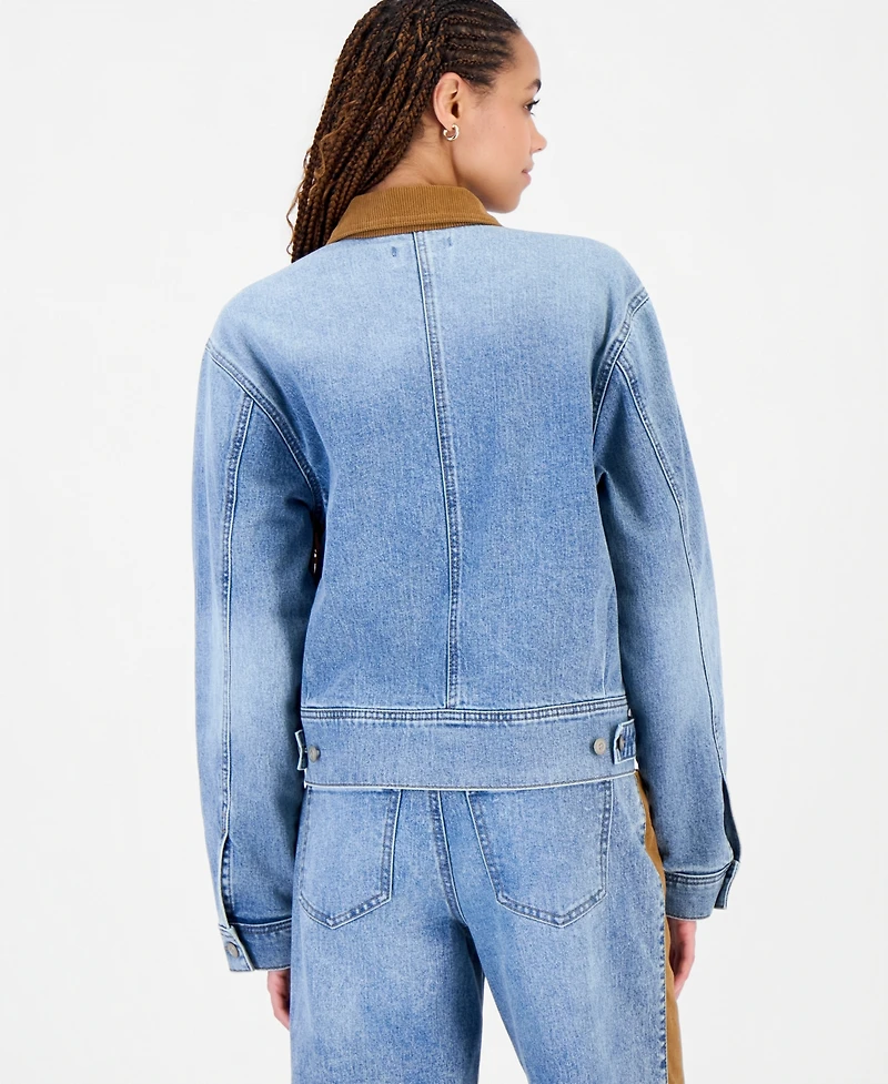 And Now This Women's Cord Trim Long-Sleeve Denim Jacket, Macy's Exclusive