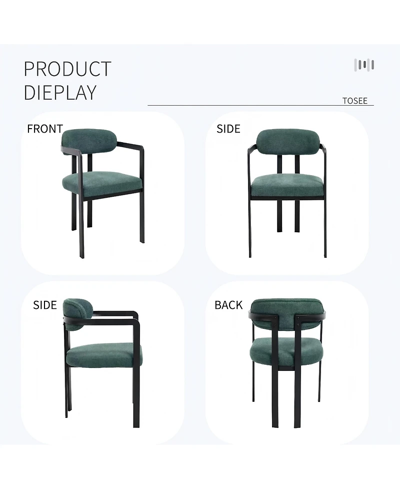 Boyel Living Modern Dining Room Chairs Set of 2 Upholstered Boucle Kitchen Metal Legs
