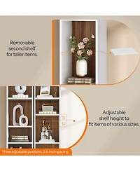 Slickblue Narrow Storage Bookcase with Cabinet and Adjustable Shelving for Home