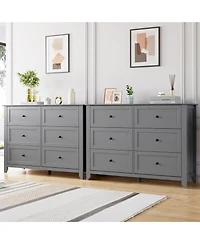 homfan 2 Set of 6 Drawer Dresser for Bedroom, Modern Double Chest of Drawers with Deep Storage, Wide Storage Organizer Unit for Closet, Living Room